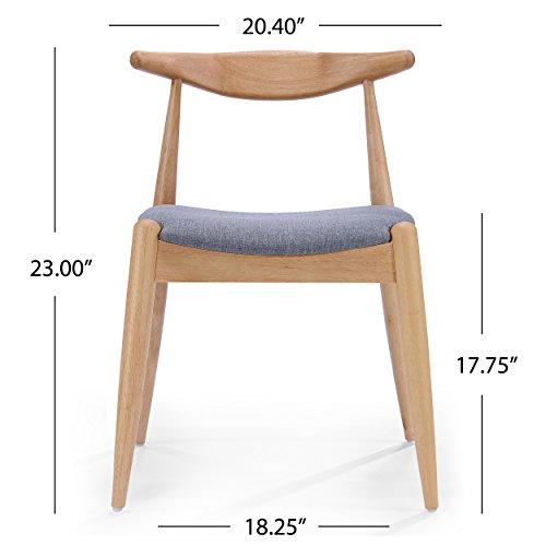 Christopher Knight Home Francie Fabric With Oak Finish Dining Chairs, 2-Pcs Set, Grey / Oak #TOP1