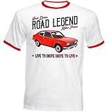  Teesandengines Men\'s FIAT 128 Coupe 1300 Vintage Red Ringer T-Shirt Size Small