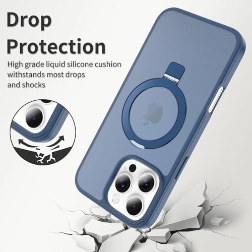 Image of Magnetic for iPhone 16 Pro Max Case, 6.9 inch, Compatible with MagSafe, Rugged Kickstand, Not-Yellowing Military-Grade Protection, Matte Blue