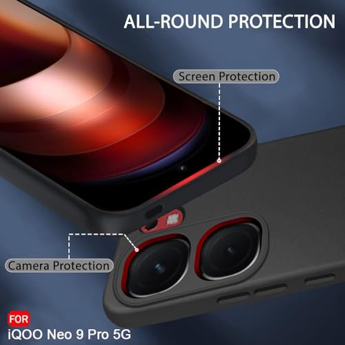 Image of TheGiftKart Sleek Back Cover Case for iQOO Neo 9 Pro 5G | Slim Fit Protective Design | Ultra Matte Finish | Camera Protection Bump | Soft Silicon Back Cover Case for iQOO Neo9 Pro (Silicone, Black)