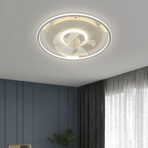 Ultradünner, kreativer Design-Deckenventilator mit Lichtern, 15,8 Zoll, dimmbarer runder Ventilator, moderne, einfache, weiße Deckenleuchten, einstellbare Windgeschwindigkeit, Deckenventilator, geeign Cover