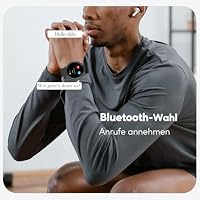 AcclaFit Smartwatch Damen Herren, 1.38 Zoll HD-Display Smart Watch mit Bluetooth Anrufe, Fitness Tracker mit Herzfrequenz SpO2 Schlafmonitor Schrittzähler, IP68 Wasserdicht Fitnessuhr für iOS Black – Ansicht 5