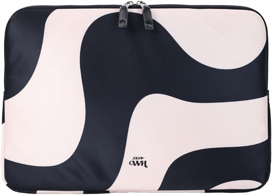 Housse pour ordinateur portable 13-14 pouces noir et rose ondulé Ride with Me