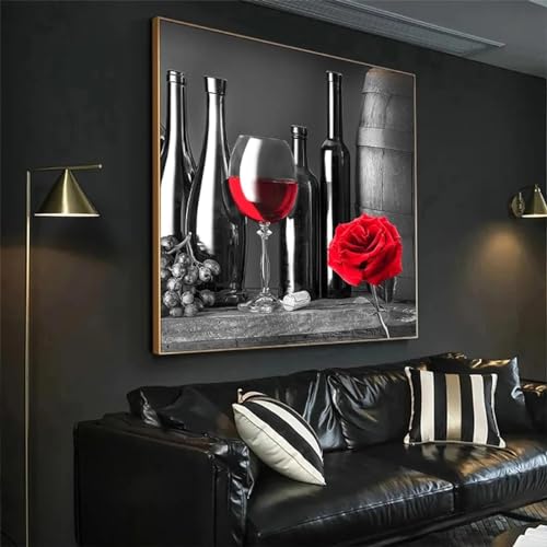 Toile verre à vin rouge et rose pour décorer votre salle à manger 40x40