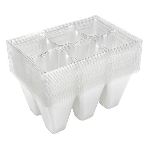 Gardzen 30 Pack Seed Starter Trays, Seedling Starter Trays, 180 Cells, 6-Cell Per Tray, Clear Cover