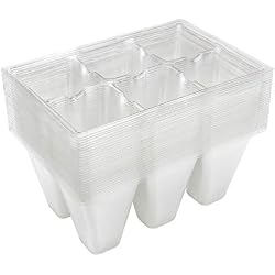 Gardzen 30 Pack 6-Cell Seed Starting Tray for Seedlings, Plant Starter Trays with Drainage Holes for Seed Germination, 5.4x3.7 inches, Clear