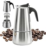 Cafeteira Expresso Italiana 450ml Premium, Aço Inox, 9 Xícaras De Café e Chá, Prática, Rápida e Moderna, Aroma Intenso no Fogão, Design Clássico em Inox, Presente para Amantes de Café, Para Viagens