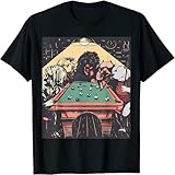 BXNHYESWS Men's Game Night Time Dogs on Billiards Pool Table Shooting 8 Ball T-Shirt Balck...
