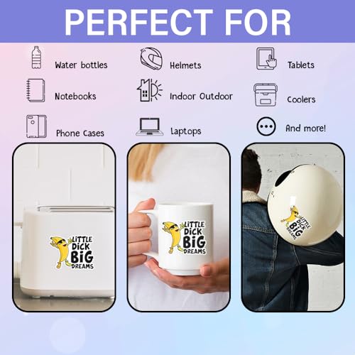 Image of SODAVA 3Pcs Little Dick Big Dreams Sticker, Funny Banana Dick Saying Sarcastic Man Joke Stickers for Laptop Water Bottle Phone Accessory Boat Car Bumper Window Helmet, Stickers