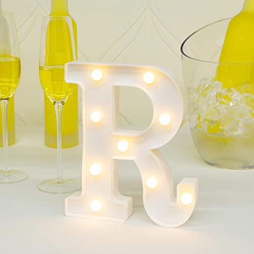 Image of Restaurantware-Illumify 6.5 x 1.2 x 8.7 Inch Light Up Letter, 1 Durable Marquee LED Light - Letter R, Touchproof, White Plastic Party Alphabet Accent, Keyhole Slot, For Weddings, Or Special Events
