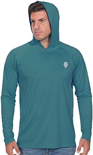 PIQIDIG Sweatshirts for Men UV Shirt with Hoodies - Moisture Wicking Athletic Shirts L Turquoise
