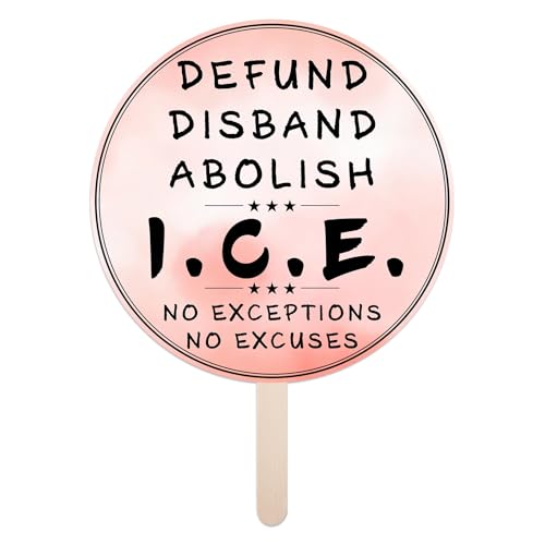 EnjoyView Abolish ICE Protest Sign, 12 in Round, Handheld with Stick