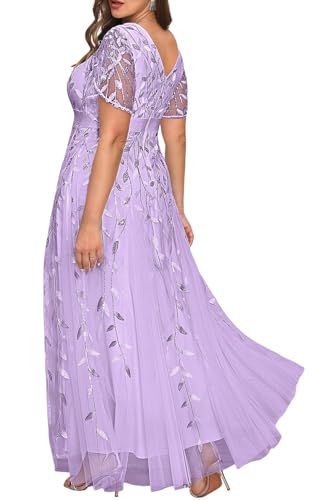 Image of Pinup Fashion Plus Size Formal Dresses - Evening Gowns Wedding Sequin Embroidery V-Neck Prom Long Dress