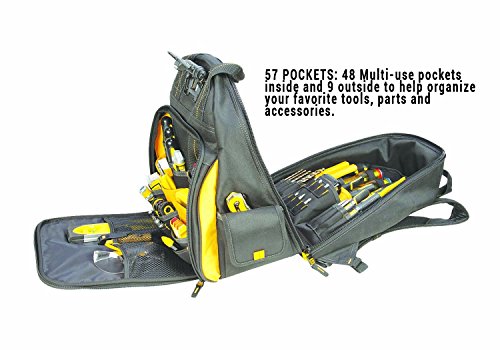 DEWALT DGL523 Mochila de ferramentas iluminadas, 57 bolsos
