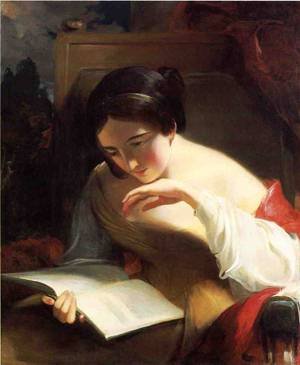 Peinture à l'huile de style Portrait de a Girl Reading pour Salon et Bibliothèque