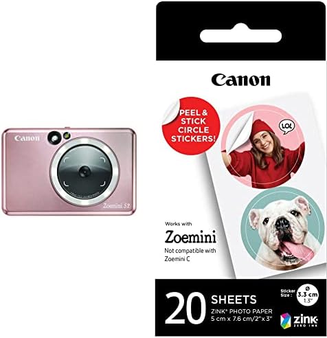 Canon 4519C008 Zoemini S2 (Teal) - Slimline Instant Camera and Pocket Photo Printer, Ideal for Snapping Selfies with a Built in Mirror and Ring-Light