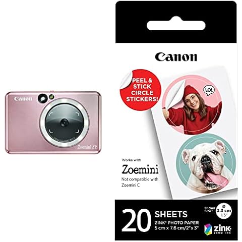 Canon Zoemini S2 Sofortbildkamera & Fotodrucker inkl. 10 Blatt Zink Fotopapier Cover