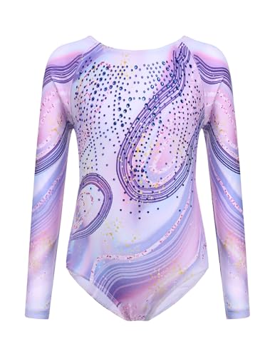 trudge Kinder Turnanzug Gymnastikanzug Mädchen Leotard Langarm Trikot Training Dancewear Gymnastikbody Tanzbekleidung Wettkampf 130