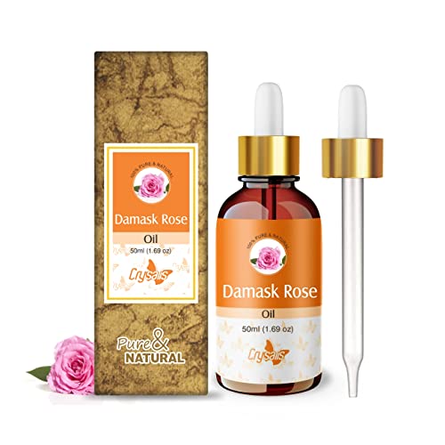 Image of Crysalis Damask Rose Steam Distilled 100% Pure & Natural Essential Oil Uncut Undiluted, Organic Standard for Skin & Hair care, Enhance Skin Texture, Minimizes fine lines & wrinkles- 50ML With Dropper