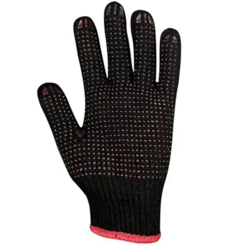 Luva Preta Pigmentada Tricotada Segurança EPI Canteiro Obra | Fertak | Kit 12 Pares