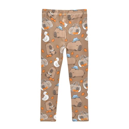 Cute Capybara Duck Carrot Girls Leggings Ultra Soft Compression Yoga Gym Pants for Kids 4-10T2