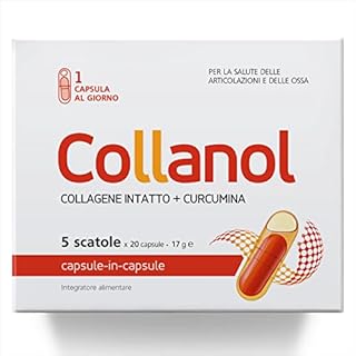 Collanol: salvaguardia della salute articolare. Formula liquida in capsula doppia. Collagene 3D + curcumina micellare. 1 caps al giorno (100 capsule)