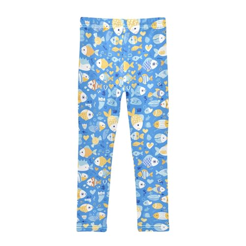 KLL Cartoon Fish Boy Blue Little Girls Legging Soft High Waisted Pants Sports2
