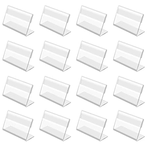 50PCS Mini Acrylic Sign Display Holder, QNLEMON Business Card Holders Small Display Stand for Office Supermarket Hotel Cover