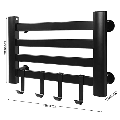 Toallero eléctrico de aluminio negro con termostato de pared 55cm 7
