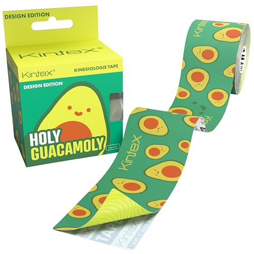 Kintex Kinesiology Tape Design Edition, nastro kinesiologico, 5 cm x 5 m, delicato sulla pelle e impermeabile, nastro per fisio, nastro medico (Holy Guacamoly)