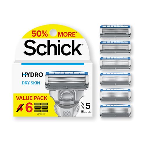 Schick Hydro Dry Skin Razor Refills, 6ct | 5 Blade Men's Razor Blades