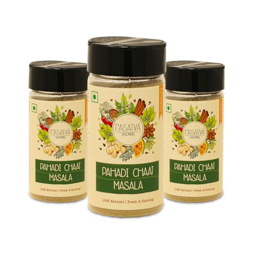 Image of Rasatva Pahadi Chaat Masala Powder | 60g, Pack Of 3 | Tangy Indian Spice Mix for Chaat, Fruits, Salads, Snacks, Street Food & Dahi | Natural Chat Masala | No Additives, No Preservatives