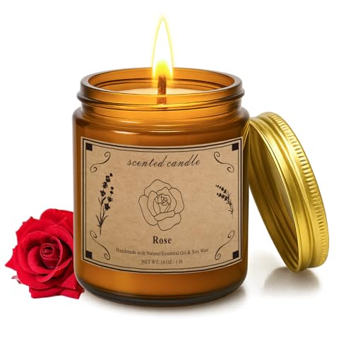Scented Candles Gift, 16oz Large Jar Scented Candle – Rose