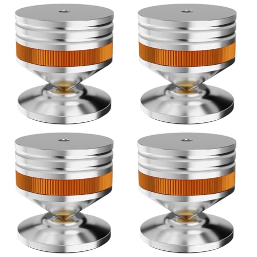 Monosaudio 4X HiFi Lautsprecher Spike Pads Isolationsfüße 39x41mm Gerätefüße Aluminium Lautsprecherständer Stoßdämpfer Untersetzer höhenverstellbar für Verstärker Subwoofer DAC Plattenspieler