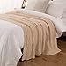 Battilo Beige Chenille Throw Blanket for Couch, Soft Diamond Textured Knit Tan Blanket, Cozy Lightweight Decorative Blankets for Sofa, 50
