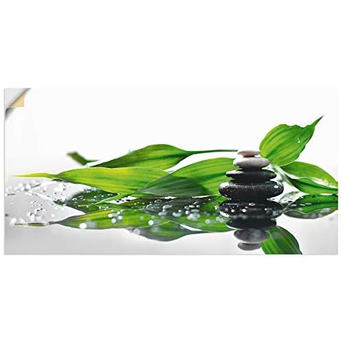 Artland Wandbild selbstklebend Vinylfolie 100x50 cm Wanddeko Wandtattoo Asien Zen Wellness Steine Spa Bambus Blätter S7LT