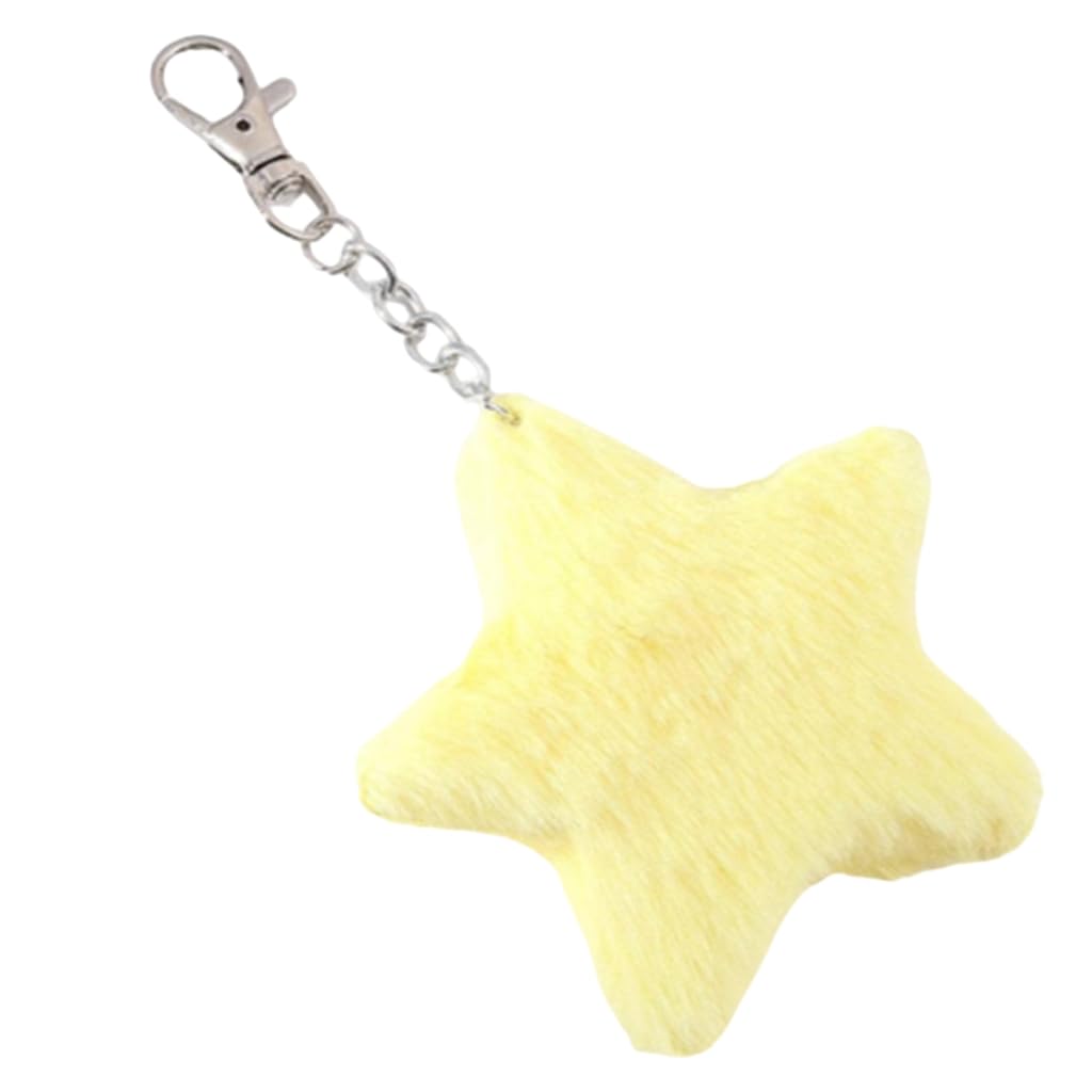 FUXIU Cute Plush Five-pointed Star Charm Keychain Soft Stuffed Ornament Keyring Lovely Pendants for Purse Bag Backpack Handbag