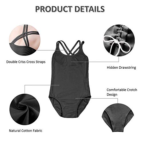Hidance Ballet Leotards, Cotton Camisole Ballet Leotards For Girls/Toddlers/Kids, Double Strap Gymnastics And Ballet Dancewear Black 4Xl(9-10 Years) #TOP1