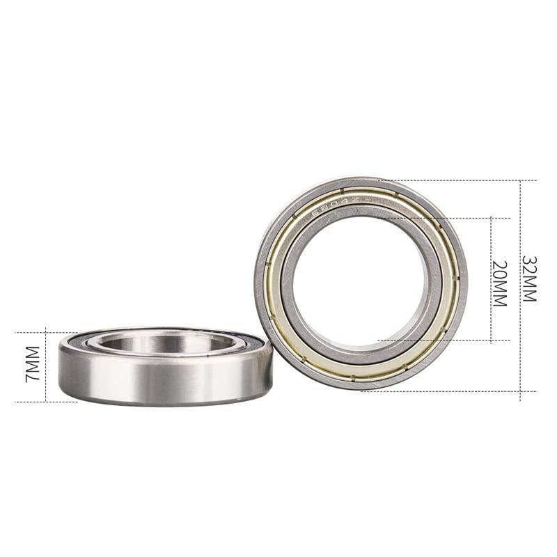 2Pcs 6804 Deep Groove Ball Thin Wall Ball Bearing 20 * 32 * 7mm 6804zz Bearing Steel Dedicated for Skateboard & Smart Lock(6804ZZ)
