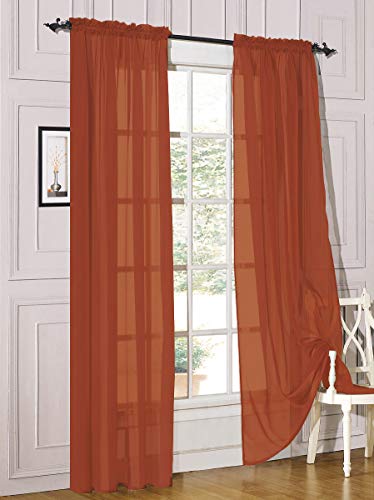 Decotex Lot de 2 voilages transparents pour rideau de fenêtre 54