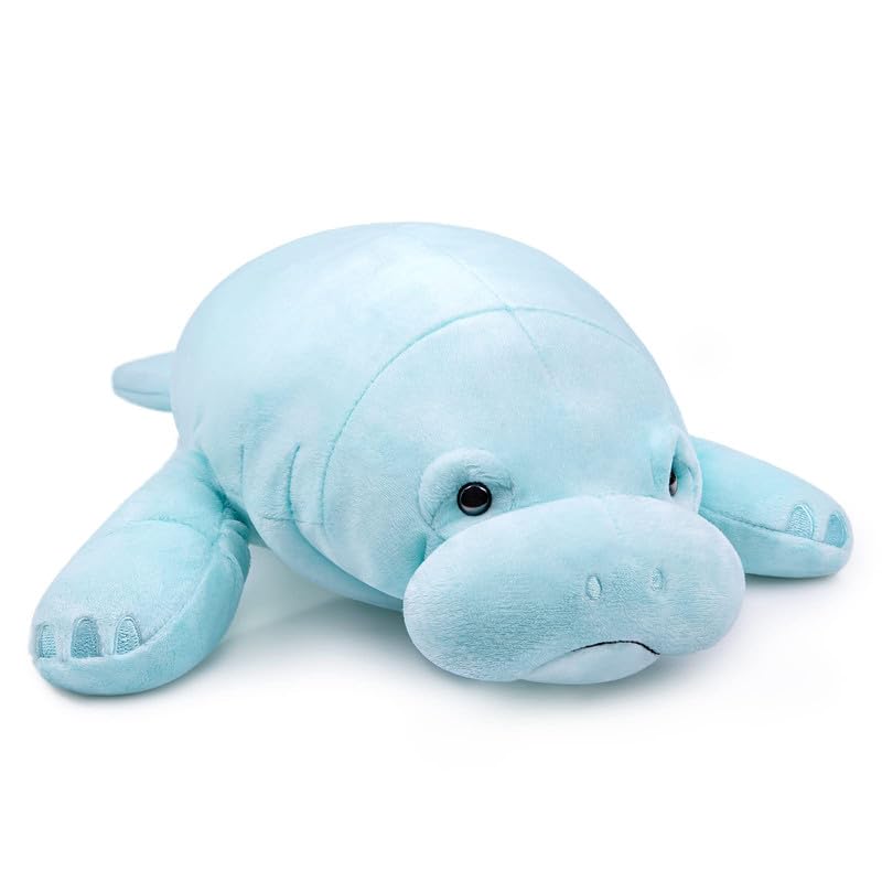 Maowo Planet Large Manatee Plush Toy Blue 16 Inch Lifelike