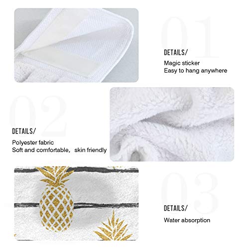 Xigua 2 Pieces Summer Gold Pineapple Kitchen Towels With Hanging Loop, Soft Microfiber Absorbent Hanging Hand Towel For Kitchen Bathroom Mudroom Laundry Room, 12X17 In #TOP4