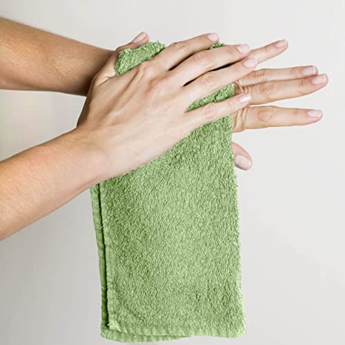 Image of Utopia Towels 12 Pack Cotton Washcloths Set, 100% Ring Spun Cotton, Premium Flannel Face Cloths, Highly Absorbent and Soft Feel Fingertip Towels, Beige, Plum, Sage Green, Navy