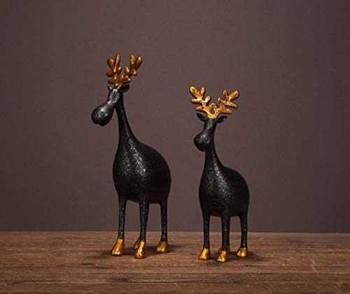 Statues Figurines Sculptures,Reindeer Couple Resin Figurine Cute Handmade Deer Lovers Statue Adornment Craft Gift For Room Embellishment And Christmas Decor #TOP5