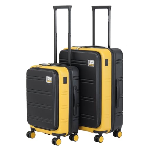 Image of Urban Jungle by Safari Hold-All Premium Top-Open Trolley Bag Set of 2, Cabin & Medium Luggage, Hardside Polycarbonate Suitcase with 8 Silent Wheels and TSA Lock (Yellow)