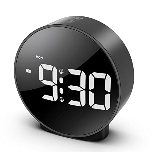 Oria Digital Alarm Clock, Hd Led Display Alarm Clock, Simple Table Clock, Electronic Desk Clock, Dual Alarms, 12/24Hr, 4 Adjustable Brightness For Bedroom, Office, Table, Black #TOP19
