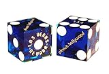 19mm Craps Dice Pair Matching Serial Numbers - Authentic Las Vegas Casino Table-Played Dice (Planet Hollywood (Blue Polished))