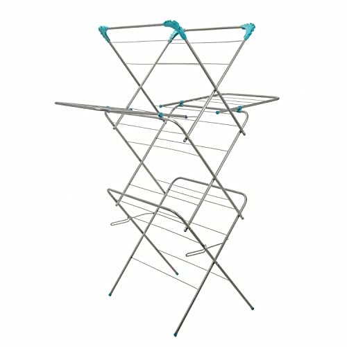 DANIEL JAMES 3-Tier Clothes Airer Dryer Rack - Foldable Indoor/Outdoor Laundry Hanger with Rail Arms (1 x 3 Tier)