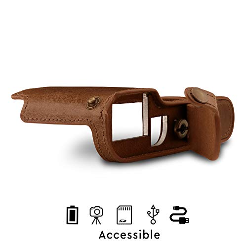 MegaGear Ever Ready Echtleder Kameratasche mit Trageriemen kompatibel mit Leica TL2, TL – Bild 5