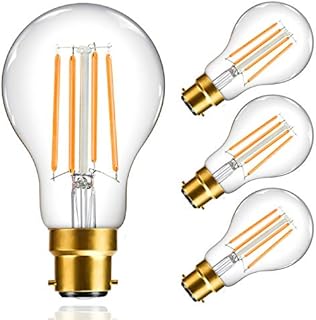 TopLeder B22 Bayonet Light Bulbs, Dimmable 6W 600LM LED Light Bulb, 2700K Warm White, 60W Halogen Bulb Equivalent, A60 No Flicker Energy Saving LED Bulb, Pack of 4
